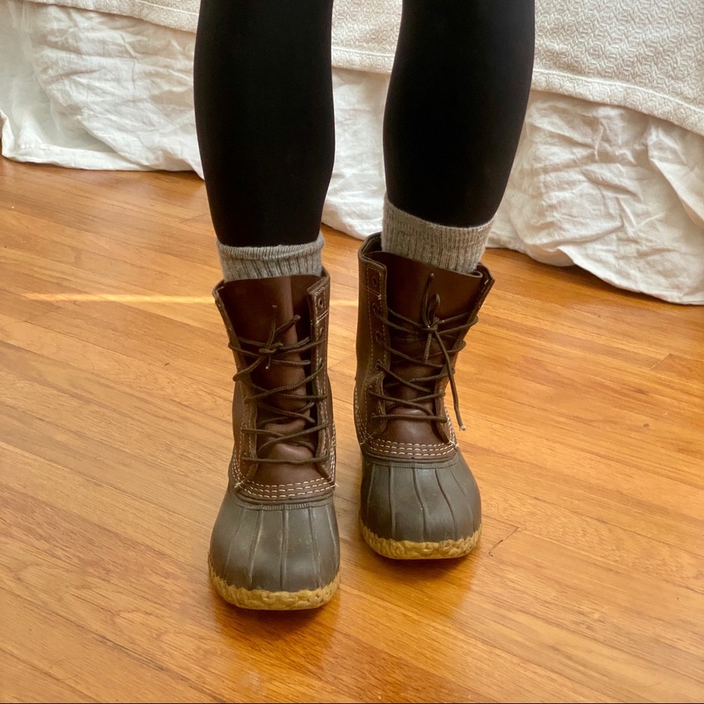 Dark brown L.L. Bean duck boots